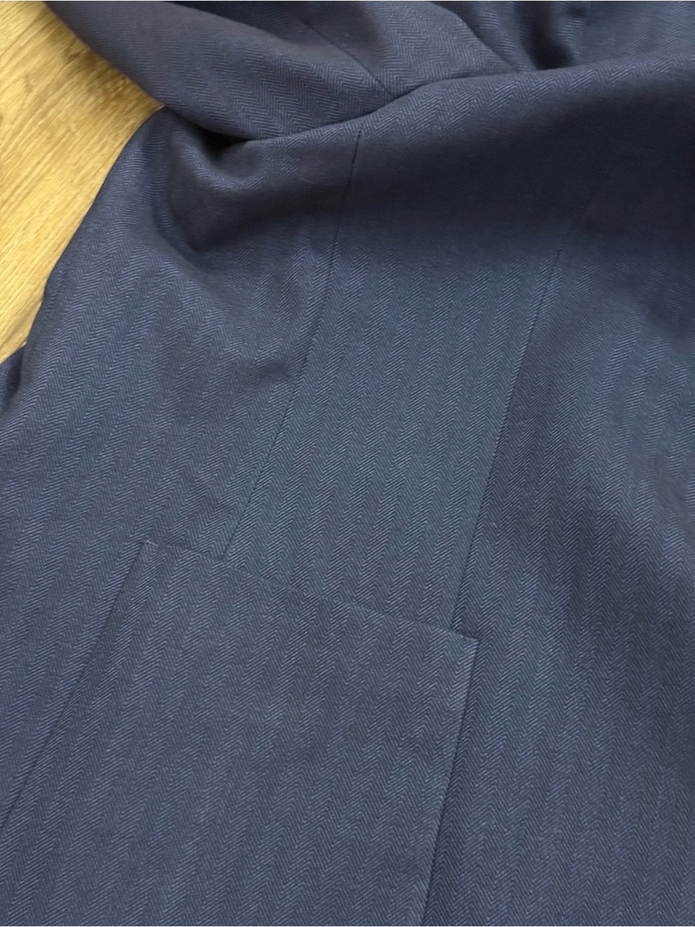 Lauren Ralph Lauren Men’s 46L Navy Herringbone Stretch Sport Coat Blazer - Picture 13 of 13